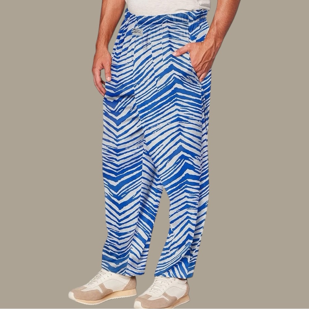 Vintage Zubaz Blue & White Zebra Lounge Pants Men’s 2XL
